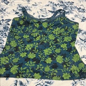 Ruby Ribbon Green and Black Floral Camisole